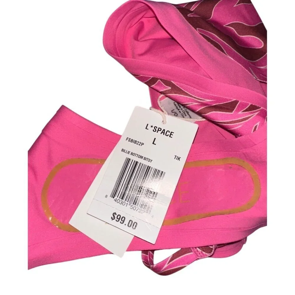 LSpace Pink Printed Bikini Bottoms Womens Size L